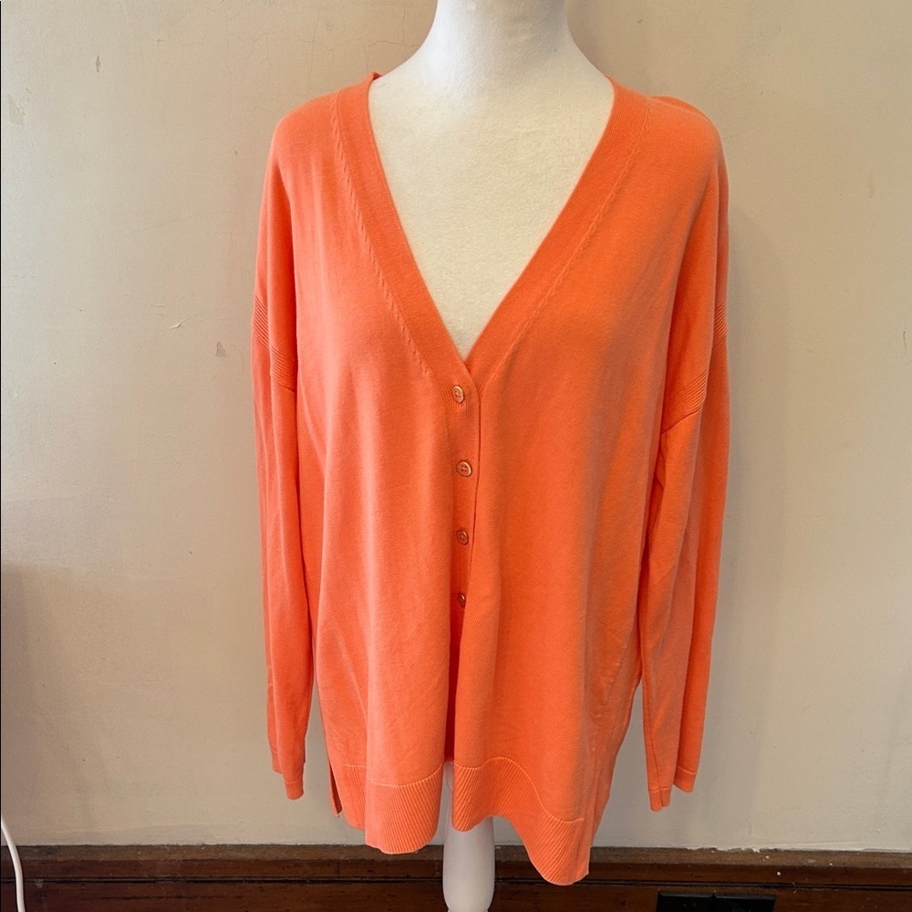 Talbots melon colored V neck cardigan Size XLP EUC